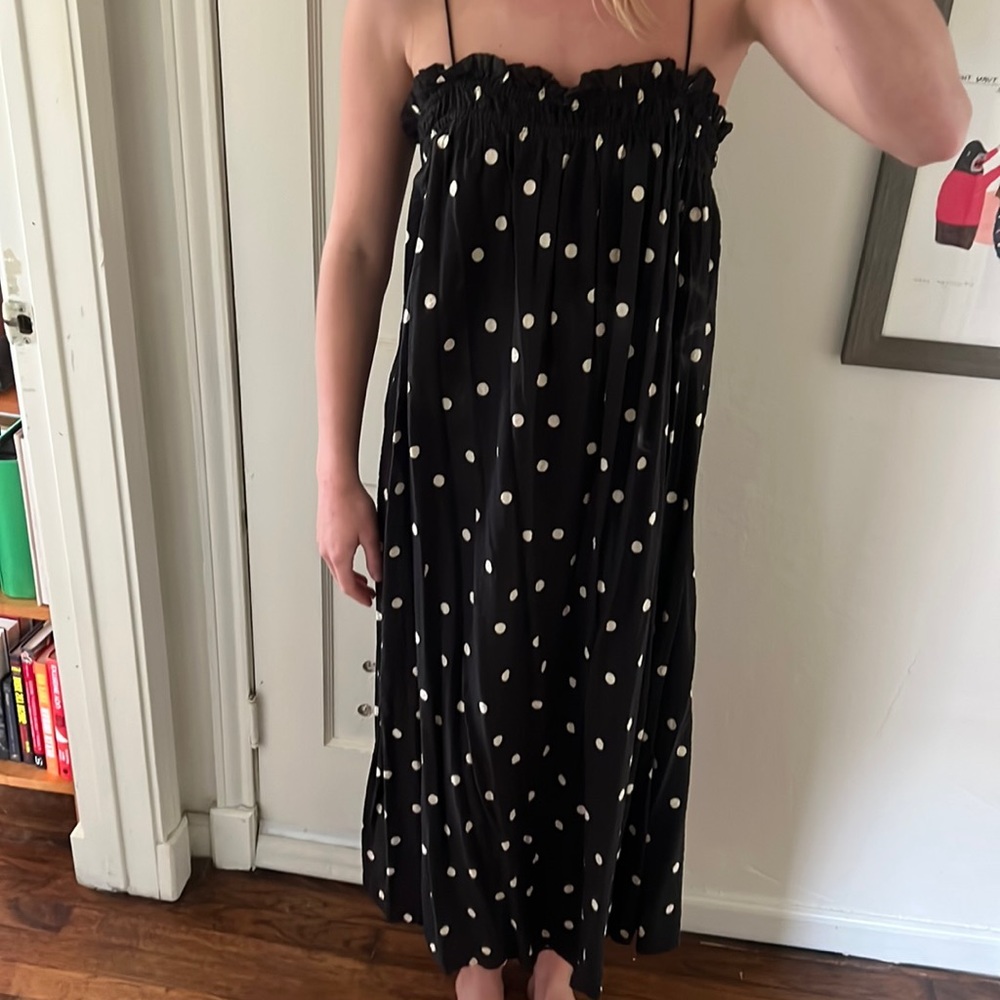 Black polka dot maxi dress